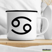 Emaille Tasse Krebs Sternzeichen Zeichen 300ml Vintage Emaille Becher