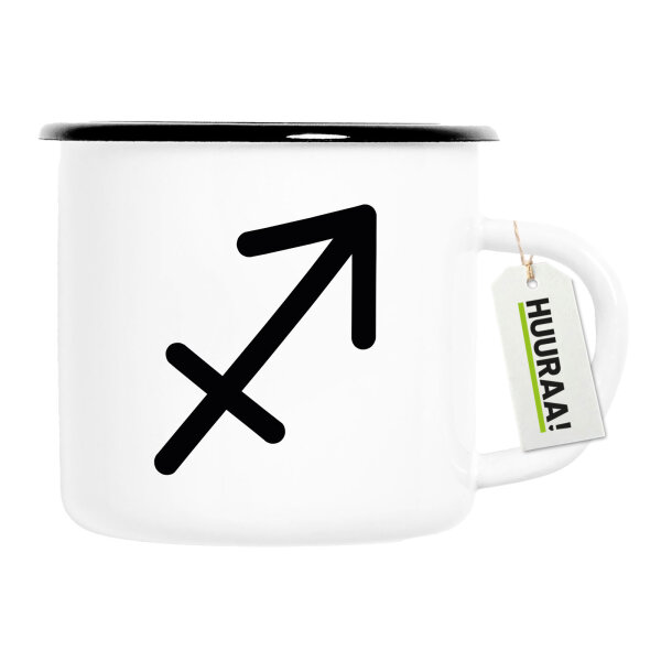 Emaille Tasse Schütze Sternzeichen Zeichen 300ml Vintage Emaille Becher