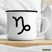 Emaille Tasse Steinbock Sternzeichen Zeichen 300ml Vintage Emaille Becher