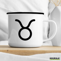 Emaille Tasse Stier Sternzeichen Zeichen 300ml Vintage Emaille Becher