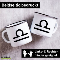 Emaille Tasse Waage Sternzeichen Zeichen 300ml Vintage...