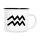 Emaille Tasse Wassermann Sternzeichen Zeichen in Weiß, 300 ml