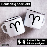 Emaille Tasse Widder Sternzeichen Zeichen 300ml Vintage...