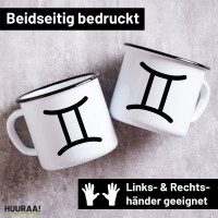 Emaille Tasse Zwillinge Sternzeichen Zeichen 300ml...