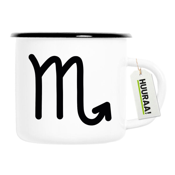 Emaille Tasse Skorpion Sternzeichen Zeichen 300ml Vintage Emaille Becher