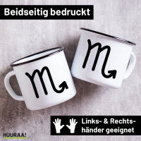 Emaille Tasse Skorpion Sternzeichen Zeichen 300ml Vintage...