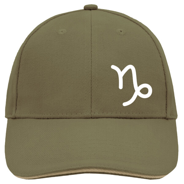 Basecap Steinbock Sternzeichen Zeichen Olive/Beige