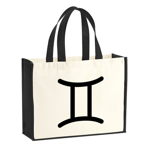 Jutetasche Zwillinge Sternzeichen Zeichen 21 Liter Black