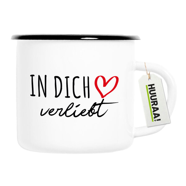 Emaille Tasse In dich verliebt 300ml Vintage Emaille Becher
