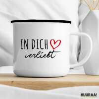 Emaille Tasse In dich verliebt 300ml Vintage Emaille Becher
