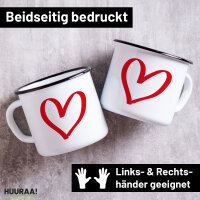 Emaille Tasse Herz Heart 300ml Vintage Emaille Becher