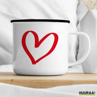 Emaille Tasse Herz Heart 300ml Vintage Emaille Becher