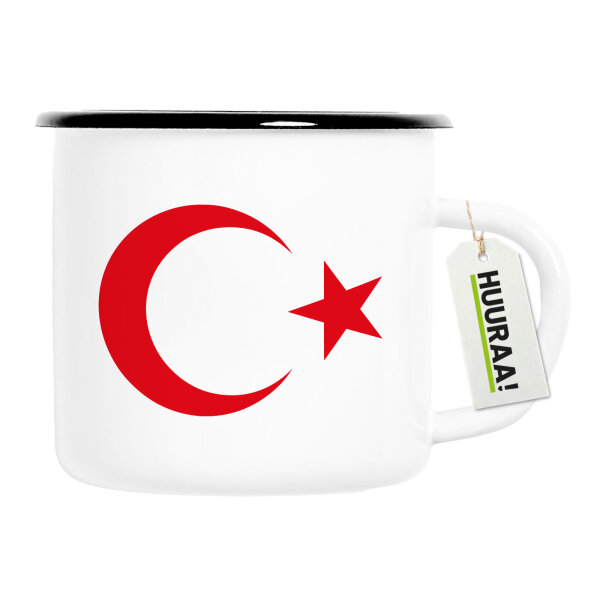 Emaille Tasse Türkei Halbmond und Stern 300ml Vintage Emaille Becher