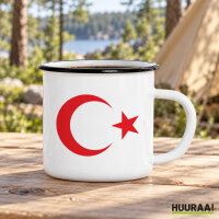 Emaille Tasse T&uuml;rkei Halbmond und Stern in...