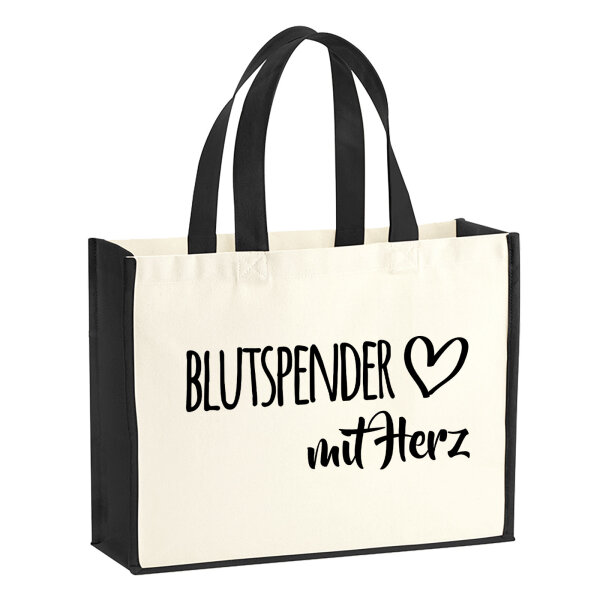 Jutetasche Blutspender mit Herz 21 Liter Black