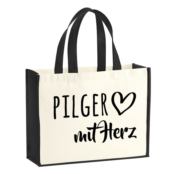 Jutetasche Pilger mit Herz 21 Liter Black