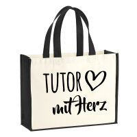 Jutetasche Tutor mit Herz 21 Liter Black