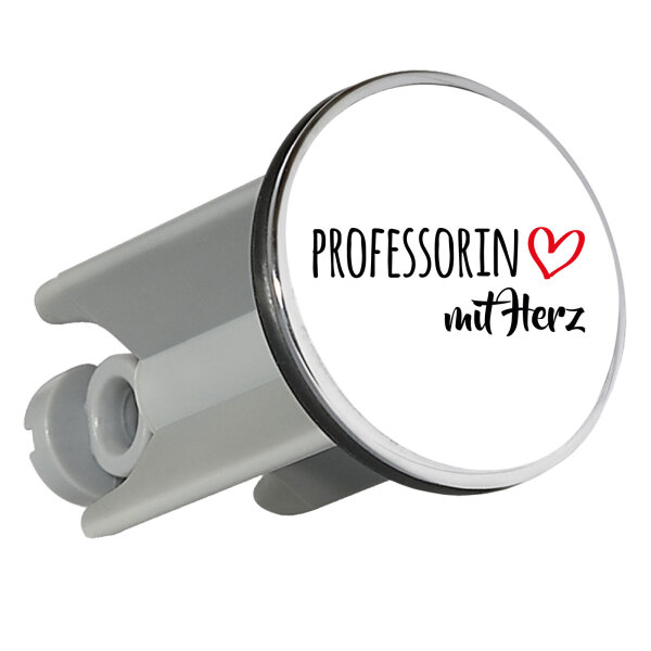 Waschbeckenstöpsel Professorin mit Herz 4cm Abflussstopfen