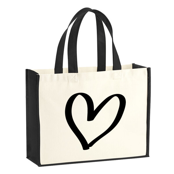 Jutetasche Herz Heart 21 Liter Black