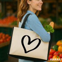 Jutetasche Herz Heart 21 Liter Black