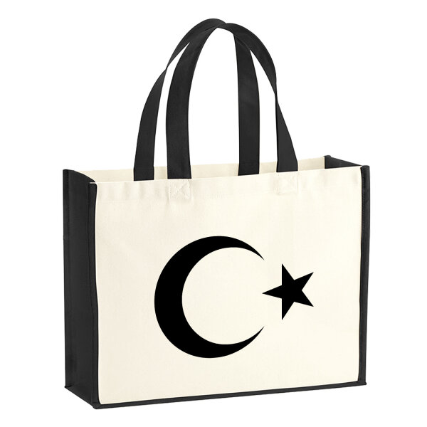 Jutetasche Türkei Halbmond und Stern 21 Liter Black