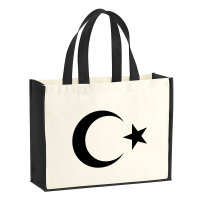 Jutetasche Türkei Halbmond und Stern 21 Liter Black