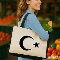 Jutetasche Türkei Halbmond und Stern 21 Liter Black