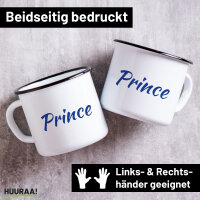 Emaille Tasse Prince Schriftzug 300ml Vintage Emaille Becher