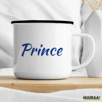 Emaille Tasse Prince Schriftzug 300ml Vintage Emaille Becher