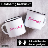 Emaille Tasse Princess Schriftzug 300ml Vintage Emaille Becher