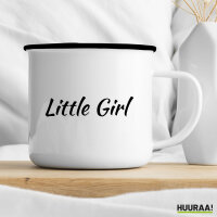 Emaille Tasse Little Girl Schriftzug 300ml Vintage Emaille Becher