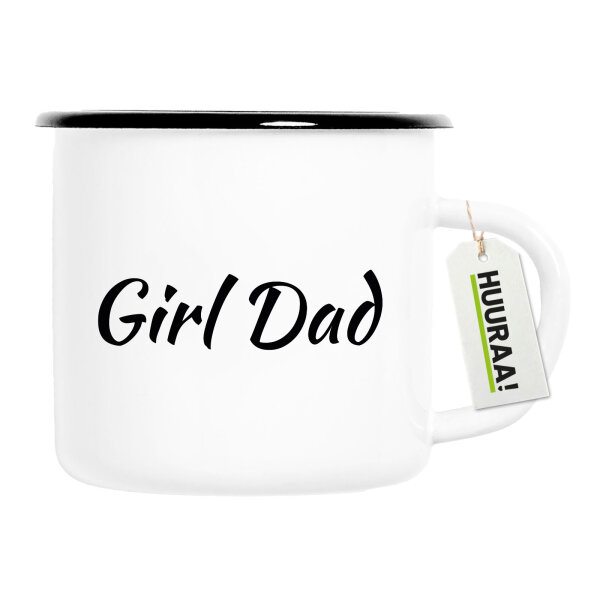 Emaille Tasse Girl Dad Schriftzug 300ml Vintage Emaille Becher