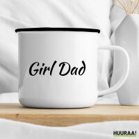 Emaille Tasse Girl Dad Schriftzug 300ml Vintage Emaille Becher