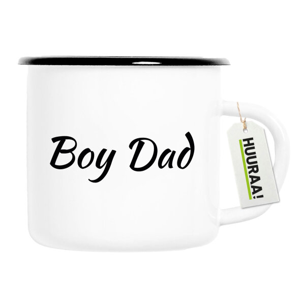 Emaille Tasse Boy Dad Schriftzug 300ml Vintage Emaille Becher