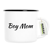 Emaille Tasse Boy Mom Schriftzug 300ml Vintage Emaille Becher