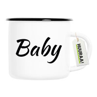 Emaille Tasse Baby Schriftzug 300ml Vintage Emaille Becher