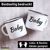 Emaille Tasse Baby Schriftzug 300ml Vintage Emaille Becher