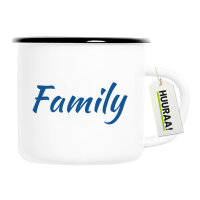Emaille Tasse Family Schriftzug 300ml Vintage Emaille Becher
