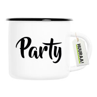 Emaille Tasse Party Schriftzug 300ml Vintage Emaille Becher