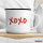 Emaille Tasse XOXO Kuss 300ml Vintage Emaille Becher