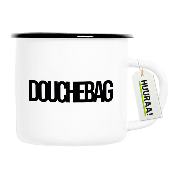 Emaille Tasse Douchebag Schriftzug 300ml Vintage Emaille Becher