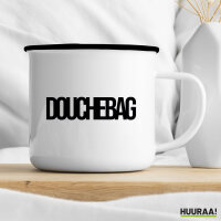 Emaille Tasse Douchebag Schriftzug 300ml Vintage Emaille Becher