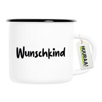 Emaille Tasse Wunschkind Schriftzug 300ml Vintage Emaille Becher