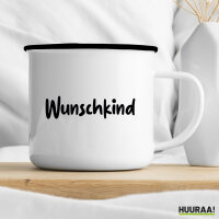 Emaille Tasse Wunschkind Schriftzug 300ml Vintage Emaille Becher