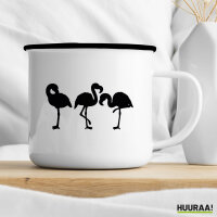Emaille Tasse Flamingos Silhouette 300ml Vintage Emaille Becher