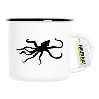 Emaille Tasse Oktopus Silhouette 300ml Vintage Emaille...