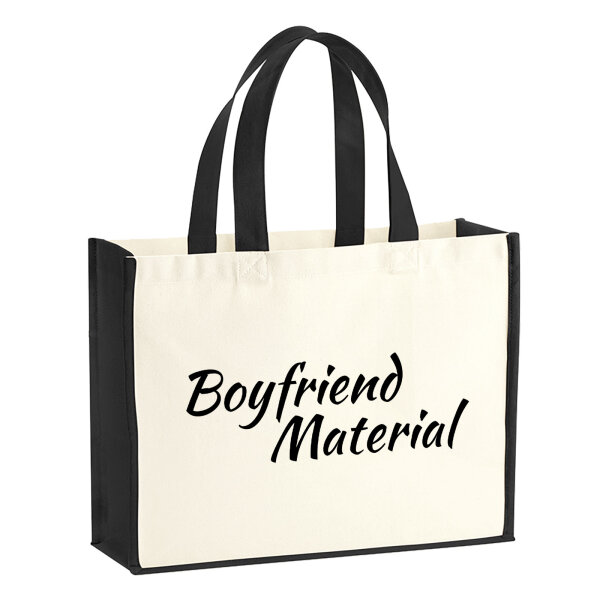 Jutetasche Boyfriend Material Schriftzug 21 Liter Black