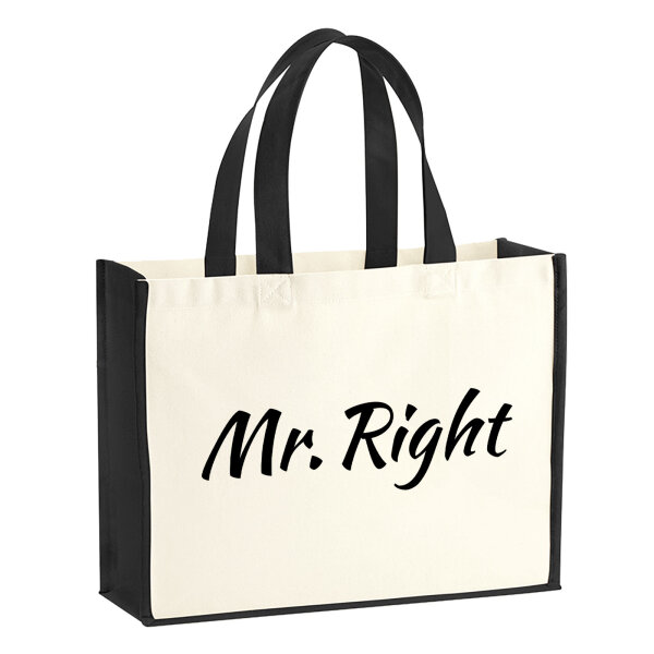 Jutetasche Mr. Right Schriftzug 21 Liter Black