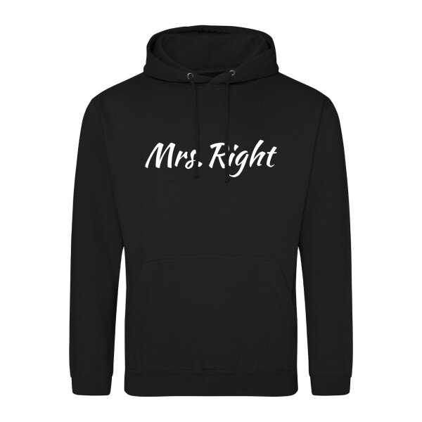 Unisex Hoodie Mrs. Right Schriftzug Größe S-3XL