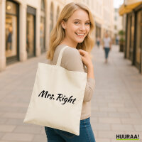 Jutebeutel Mrs. Right Schriftzug 10 Liter